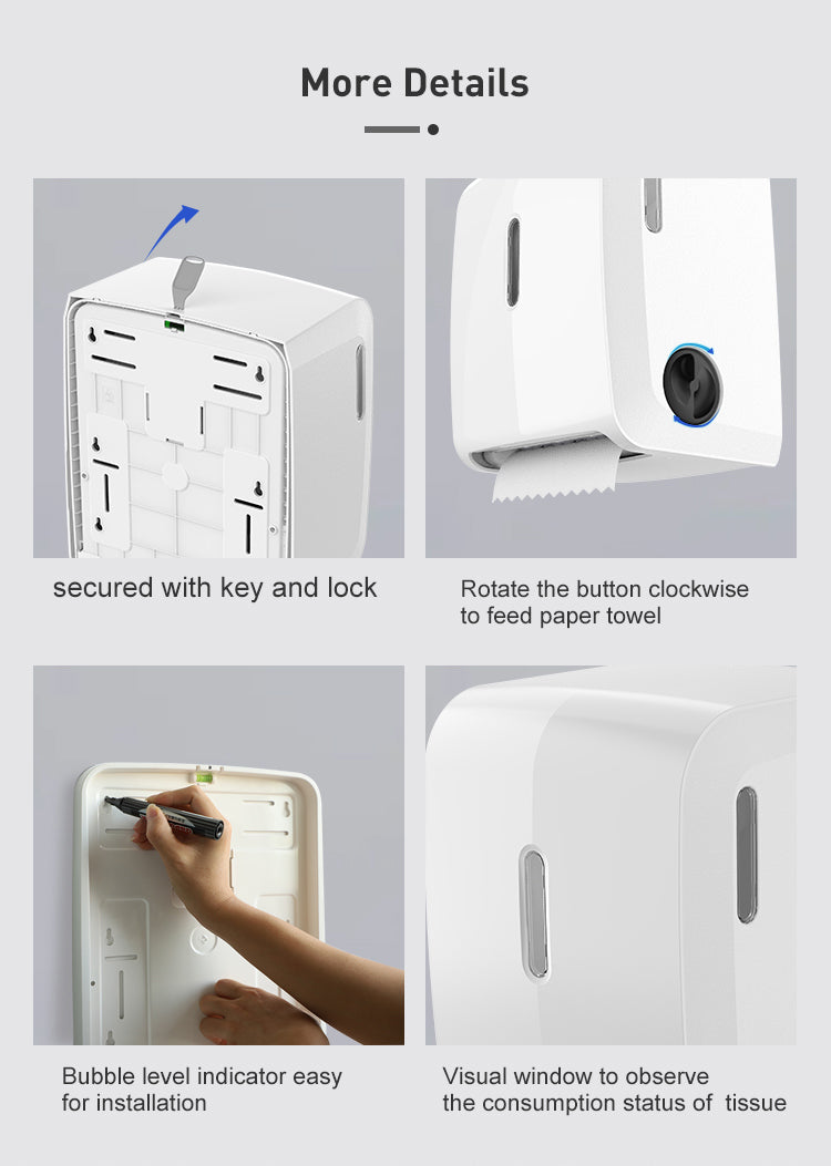 Lunar White Autocut Manual Paper Towel Dispenser