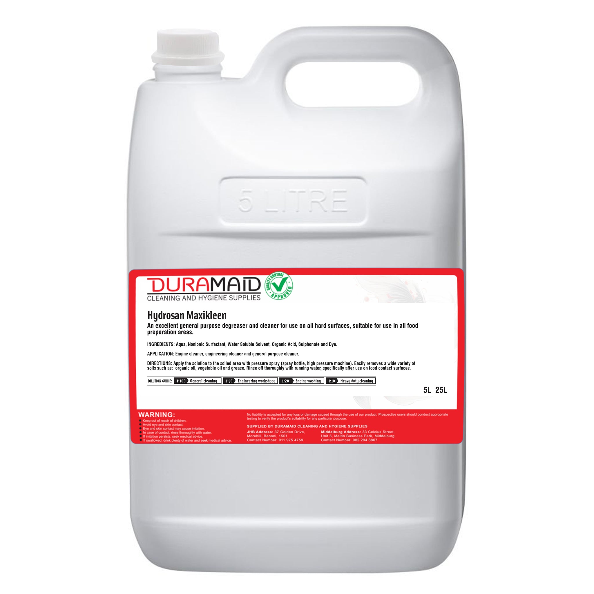 Hydrosan Maxikleen Degreaser (SABS) (Food Safe) – Duramaid Cleaning and ...